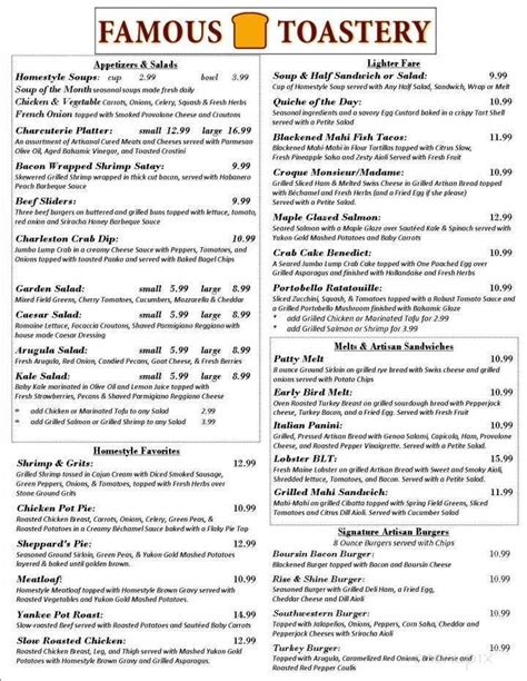 famous toastery menu prices|More.